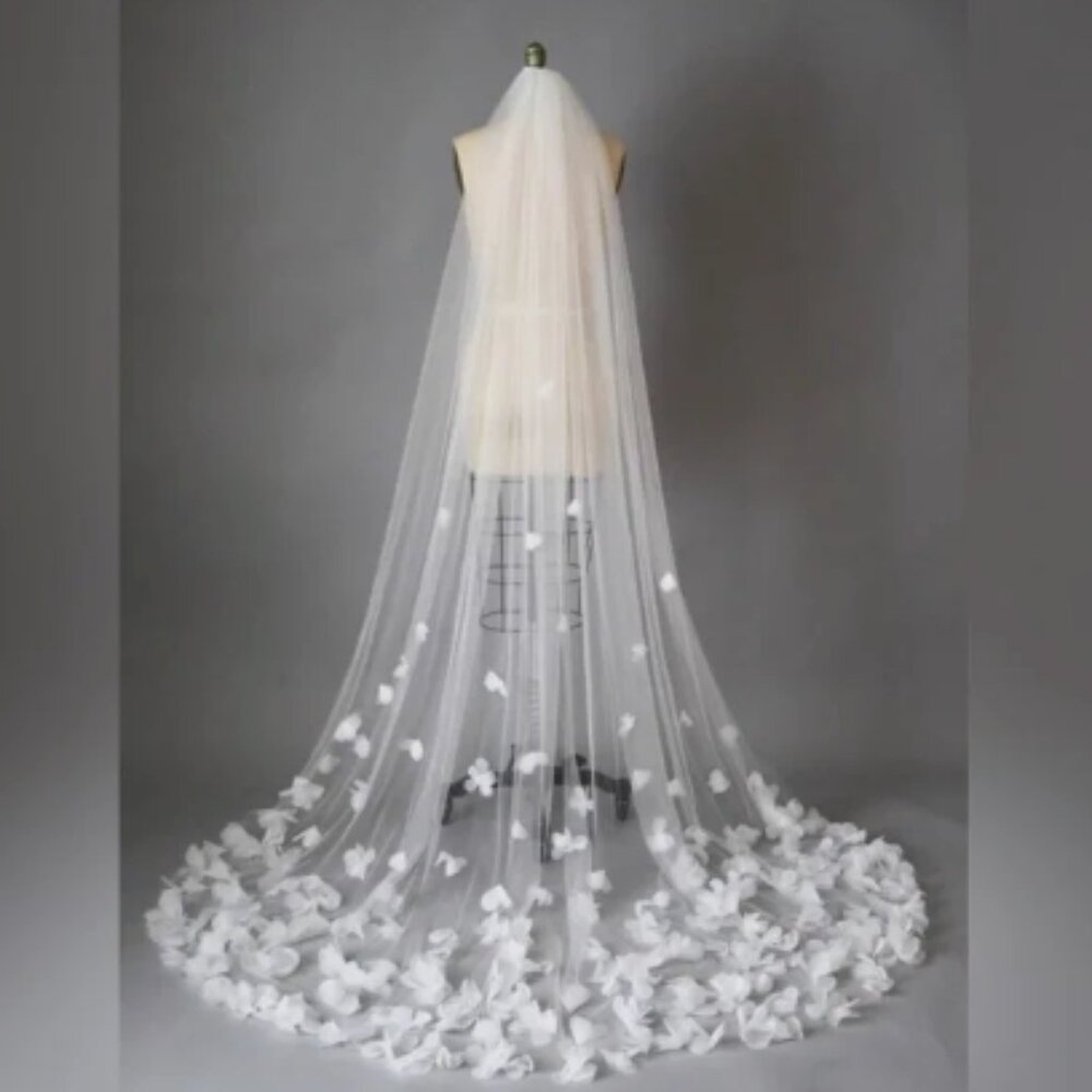 Floral Wedding Veil Chapel Length